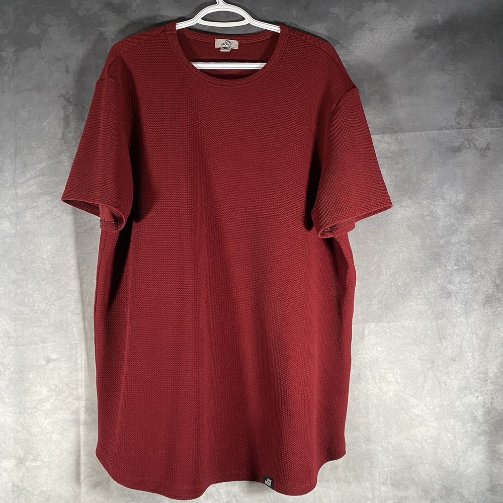 One Bone Men's Waffle Textured Pullover Bullet Tee Shortsleeve Red 0/XL
